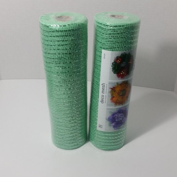 Green Deco Mesh 2 Rolls Crafts Wreaths 10" 10 Yard - Picture 2 of 4
